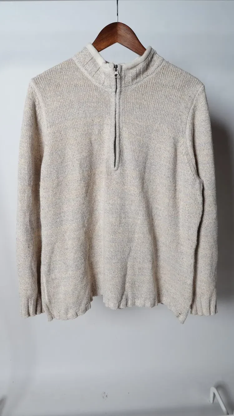 Woolrich Ivory Knit Popover Half Zip Nordic Sweater Size 2XL